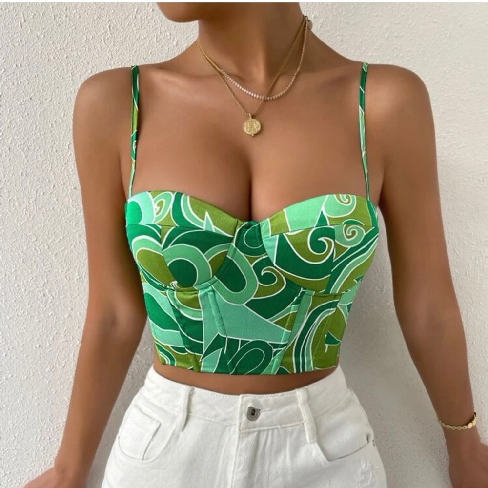 SOLD New Print Lace Up Corset Cami Top